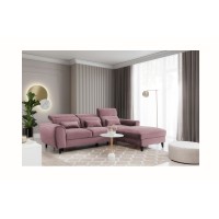 Canapé d'angle convertible rose foncé angle droit 4 places FABLE 