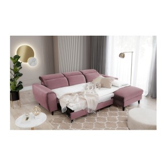 Canapé d'angle convertible rose foncé angle droit 4 places FABLE 
