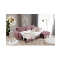 Canapé d'angle convertible rose foncé angle droit 4 places FABLE 
