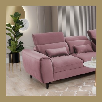 Canapé d'angle convertible rose foncé angle droit 4 places FABLE 
