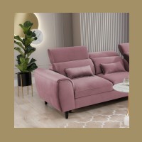 Canapé d'angle convertible rose foncé angle droit 4 places FABLE 