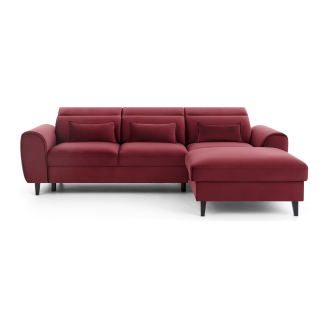 Canapé d'angle convertible rouge angle droit 4 places FABLE 