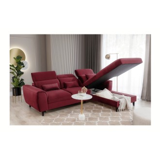 Canapé d'angle convertible rouge angle droit 4 places FABLE 