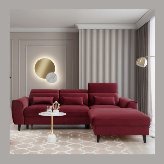 Canapé d'angle convertible rouge angle droit 4 places FABLE 