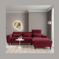 Canapé d'angle convertible rouge angle droit 4 places FABLE 