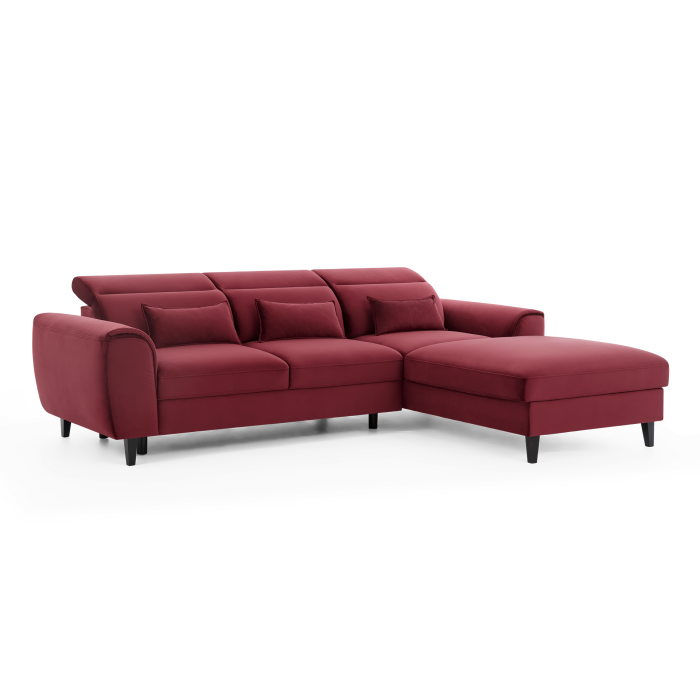 Canapé d'angle convertible rouge angle droit 4 places FABLE 