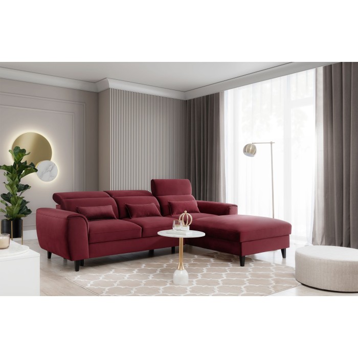 Canapé d'angle convertible rouge angle droit 4 places FABLE 