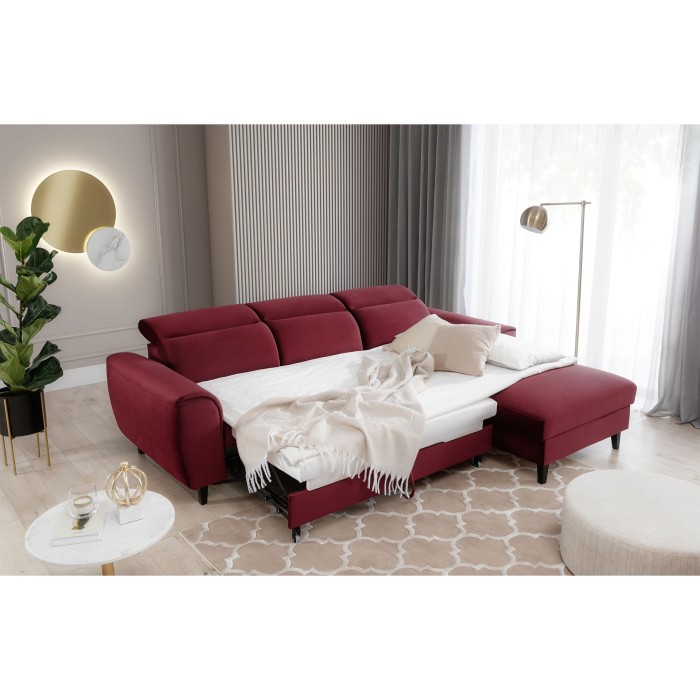 Canapé d'angle convertible rouge angle droit 4 places FABLE 