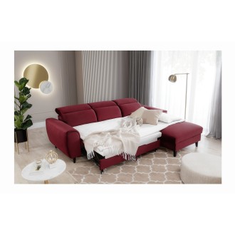 Canapé d'angle convertible rouge angle droit 4 places FABLE 