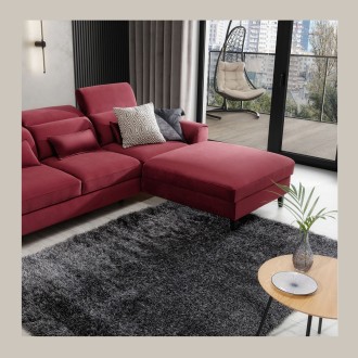 Canapé d'angle convertible rouge angle droit 4 places FABLE 