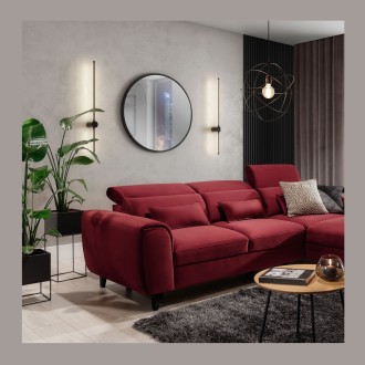 Canapé d'angle convertible rouge angle droit 4 places FABLE 