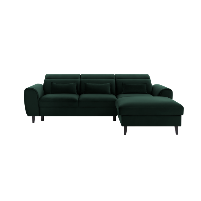 Canapé d'angle convertible vert foncé angle droit 4 places FABLE 