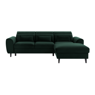 Canapé d'angle convertible vert foncé angle droit 4 places FABLE 