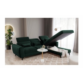 Canapé d'angle convertible vert foncé angle droit 4 places FABLE 