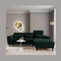 Canapé d'angle convertible vert foncé angle droit 4 places FABLE 