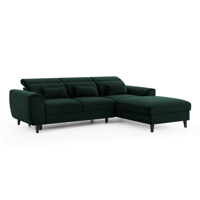 Canapé d'angle convertible vert foncé angle droit 4 places FABLE 