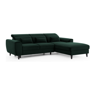 Canapé d'angle convertible vert foncé angle droit 4 places FABLE 