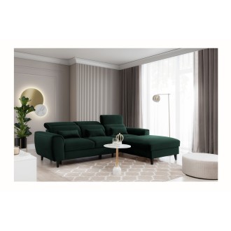 Canapé d'angle convertible vert foncé angle droit 4 places FABLE 
