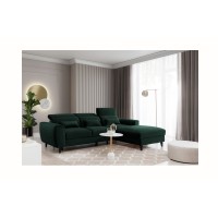 Canapé d'angle convertible vert foncé angle droit 4 places FABLE 