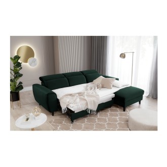 Canapé d'angle convertible vert foncé angle droit 4 places FABLE 