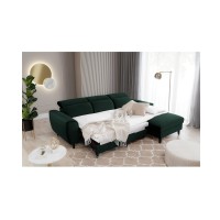 Canapé d'angle convertible vert foncé angle droit 4 places FABLE 