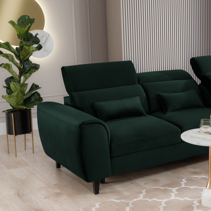 Canapé d'angle convertible vert foncé angle droit 4 places FABLE 
