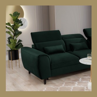 Canapé d'angle convertible vert foncé angle droit 4 places FABLE 