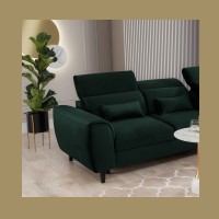 Canapé d'angle convertible vert foncé angle droit 4 places FABLE 