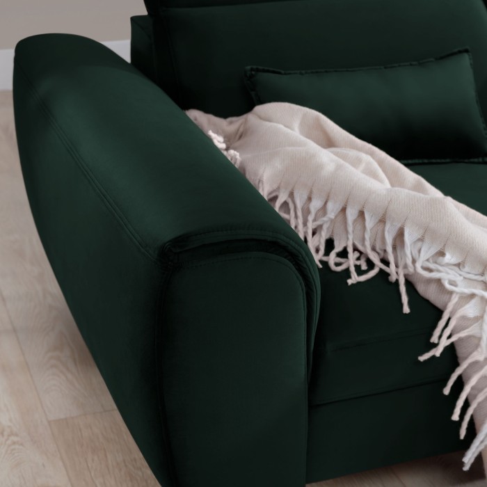 Canapé d'angle convertible vert foncé angle droit 4 places FABLE 