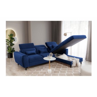 Canapé d'angle convertible bleu marine angle droit 4 places FABLE 