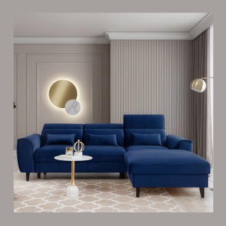 Canapé d'angle convertible bleu marine angle droit 4 places FABLE 