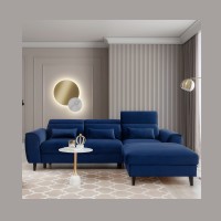 Canapé d'angle convertible bleu marine angle droit 4 places FABLE 