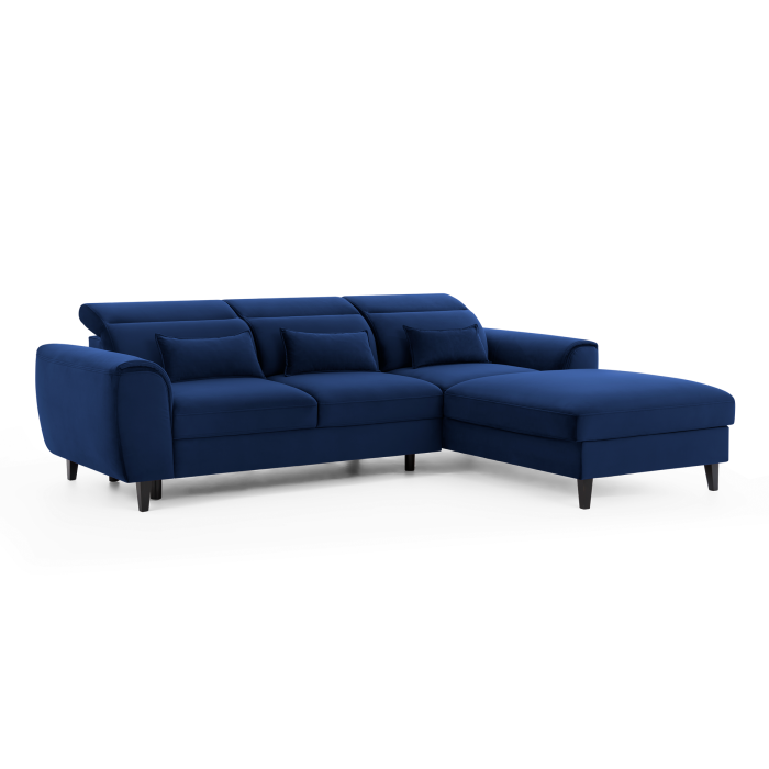 Canapé d'angle convertible bleu marine angle droit 4 places FABLE 