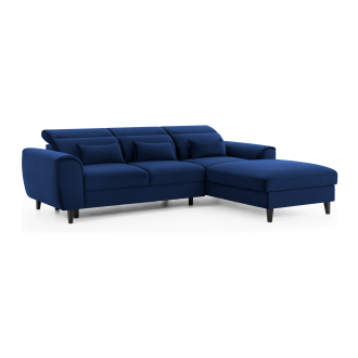 Canapé d'angle convertible bleu marine angle droit 4 places FABLE 