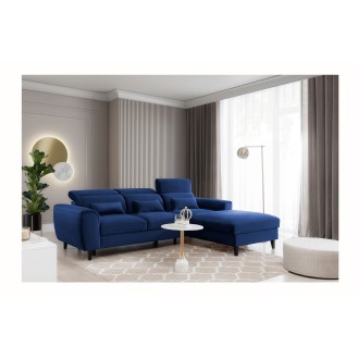 Canapé d'angle convertible bleu marine angle droit 4 places FABLE 