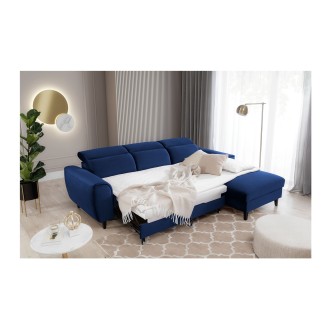 Canapé d'angle convertible bleu marine angle droit 4 places FABLE 