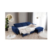 Canapé d'angle convertible bleu marine angle droit 4 places FABLE 