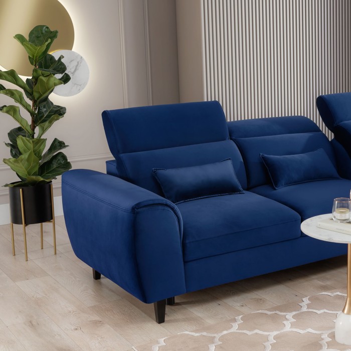 Canapé d'angle convertible bleu marine angle droit 4 places FABLE 