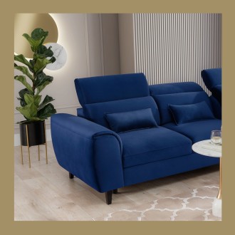 Canapé d'angle convertible bleu marine angle droit 4 places FABLE 