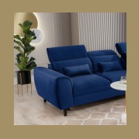 Canapé d'angle convertible bleu marine angle droit 4 places FABLE 