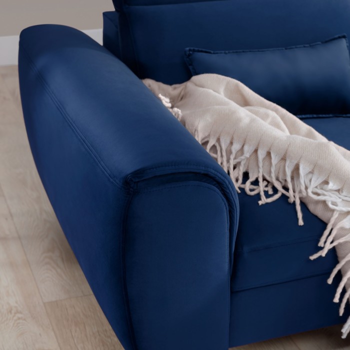 Canapé d'angle convertible bleu marine angle droit 4 places FABLE 