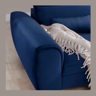 Canapé d'angle convertible bleu marine angle droit 4 places FABLE 