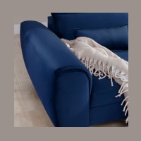 Canapé d'angle convertible bleu marine angle droit 4 places FABLE 