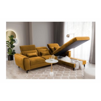 Canapé d'angle convertible jaune angle droit 4 places FABLE 