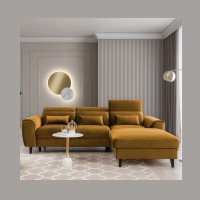 Canapé d'angle convertible jaune angle droit 4 places FABLE 