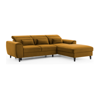 Canapé d'angle convertible jaune angle droit 4 places FABLE 
