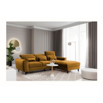 Canapé d'angle convertible jaune angle droit 4 places FABLE 