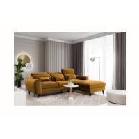 Canapé d'angle convertible jaune angle droit 4 places FABLE 