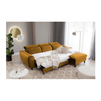 Canapé d'angle convertible jaune angle droit 4 places FABLE 