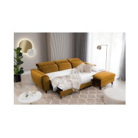 Canapé d'angle convertible jaune angle droit 4 places FABLE 